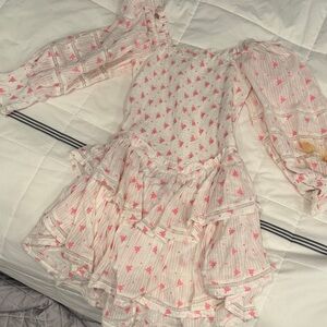LoveShackFancy Pink Floral Long Sleeve Dress